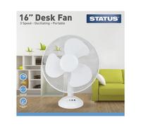 3 Speed Oscillating Desk Fan - 16in. - Portable - STATUS S16DESKFAN1PKB [EEK: Not specified]