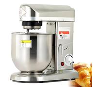 3-speed planetary mixer for baking and heavy-duty use | 7L capacity, 220V, includes dough hook, whisk and beater, suitable for home and commercial use, silver finish