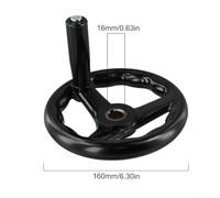 3 Spoke Handwheel for Milling Machine, Plastic Rotating Handle Handwheel 12x100mm D125/200/160mm for Industrial Machine Tool Lathe Exactness Adjustment(16x160mm)