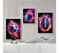 3 Sports Tennis Ball Posters Helmet's Gleam Football Prints Canvas Painting Wall Pictures Home Room Decor 30x40cmx3 No Frame