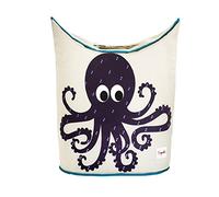 3 Sprouts Baby Laundry Basket with Handles/Lid - Sturdy Washing Basket for Nursery, Kids Toy Storage Organizer, Large Laundry Hamper, Octopus
