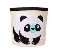 3 Sprouts Large Cotton Canvas Toy Storage Basket - Durable Baby Laundry Organizer with Handles, Kids Foldable Toy Basket for Playroom & Nursery Decor, Panda