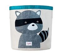 3 Sprouts Large Cotton Canvas Toy Storage Basket - Durable Baby Laundry Organizer with Handles, Kids Foldable Toy Basket for Playroom & Nursery Decor, Raccoon