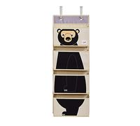 3 Sprouts Kids Over the Door Organizer, 4-Pocket Hanging Storage, Bear | back of door storage; nursery bedroom closet; toys clothes and accessories; vertical room organization; easy access pockets.