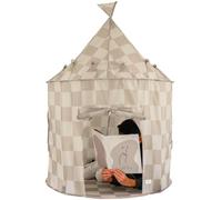 3 Sprouts Kids Play Tent, Ages 3 to 10, Recycled Fabric, Checkered Beige