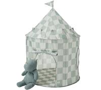 3 Sprouts Kids Play Tent, Ages 3 to 10, Recycled Fabric, Checkered Green