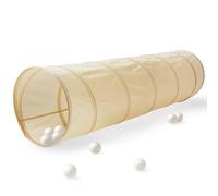 3 Sprouts Kids Play Tunnel, Recycled Fabric Pop-Up, Beige