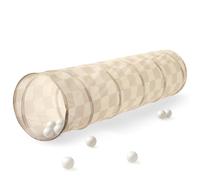 3 Sprouts Kids Play Tunnel, Recycled Fabric Pop-Up, Checkerboard Beige