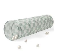 3 Sprouts Kids Play Tunnel, Recycled Fabric Pop-Up, Checkerboard Green