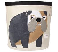 3 Sprouts Large Cotton Canvas Toy Storage Basket - Durable Baby Laundry Organizer with Handles, Kids Foldable Toy Basket for Playroom & Nursery Decor, Bulldog