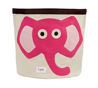 3 Sprouts Large Cotton Canvas Toy Storage Basket - Durable Baby Laundry Organizer with Handles, Kids Foldable Toy Basket for Playroom & Nursery Decor, Elephant