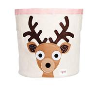 3 Sprouts Large Cotton Canvas Toy Storage Basket - Durable Baby Laundry Organizer with Handles, Kids Foldable Toy Basket for Playroom & Nursery Decor, Deer