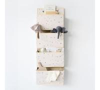 3 Sprouts Over the Door Organizer, 4 Pockets, 2 Hooks, Terrazzo Cream | Hanging organizer with 4 large pockets and 2 hooks for nursery clothes, toys and stuffed animals; clothes toys and blankets.
