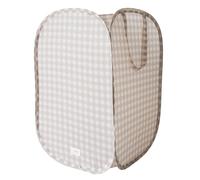 3 Sprouts Pop Up Hamper, Collapsible Laundry Basket, Gingham Beige