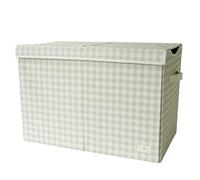 3 Sprouts Recycled Fabric Toy Chest Storage Box - Extra Large Toy Storage Box, Sturdy Toy Bins - Kids Organizer for Bedroom - Toybox Basket with Lid for Kids, Toddlers, Boys, Girls - Gingham Beige