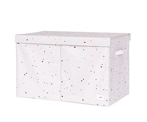 3 Sprouts Recycled Fabric Toy Chest Storage Box - Extra Large Toy Storage Box, Sturdy Toy Bins - Kids Organizer for Bedroom - Toybox Basket with Lid for Kids, Toddlers, Boys, Girls - Terrazzo Grey