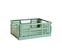3 Sprouts Recycled Plastic Collapsible Crate, Medium Folding Box, Green
