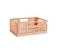 3 Sprouts Recycled Plastic Collapsible Crate - Stackable Foldable Storage Box for Easy Organizing, Durable Folding Crate for Home or Office Use - Medium - Clay
