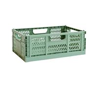 3 Sprouts Recycled Plastic Collapsible Crate - Stackable Foldable Storage Box for Easy Organizing, Durable Folding Crate for Home or Office Use - Large - Green