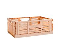 3 Sprouts Recycled Plastic Collapsible Crate - Stackable Foldable Storage Box for Easy Organizing, Durable Folding Crate for Home or Office Use - Large - Clay