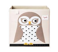 3 Sprouts Toy Storage Cube - 13 inch Kids Cube Storage Box - Collapsible Fabric Organiser Bin for for Nursery, Children’s Room, Kids Playroom, Owl