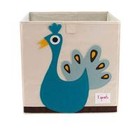 3 Sprouts Storage Cube Box, Foldable Fabric Cubby Organizer, Peacock