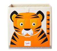 3 Sprouts Toy Storage Cube - 13 inch Kids Cube Storage Box - Collapsible Fabric Organiser Bin for for Nursery, Children’s Room, Kids Playroom, Tiger
