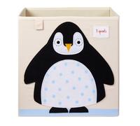 3 Sprouts Toy Storage Cube - 13 inch Kids Cube Storage Box - Collapsible Fabric Organiser Bin for for Nursery, Children’s Room, Kids Playroom, Penguin