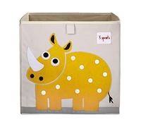 3 Sprouts Toy Storage Cube - 13 inch Kids Cube Storage Box - Collapsible Fabric Organiser Bin for for Nursery, Children’s Room, Kids Playroom, Rhino