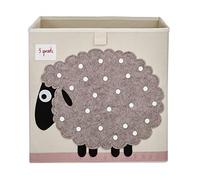 3 Sprouts Toy Storage Cube - 13 inch Kids Cube Storage Box - Collapsible Fabric Organiser Bin for for Nursery, Children’s Room, Kids Playroom, Sheep