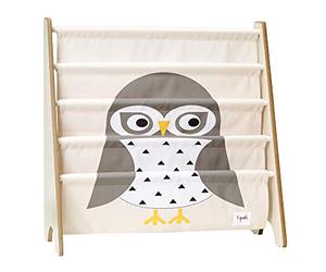 3 Sprouts URKOWL Soft, fabric-made durable Book Rack, Kids Storage Shelf Organizer Bookcase for Reading Nooks, 62.23 x 64.52 x 60.96 centimetres (Owl)