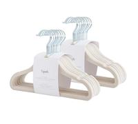 3 Sprouts Velvet Baby Hangers - Non-Slip Hangers for Infant & Toddler - Closet Hanger for Childrens Clothes & Coat - Newborn Hanger, Pack of 30 - Beige