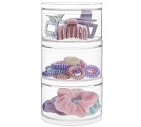 3 Stackable Hair Accessory Compartments with 3 Removable Lids