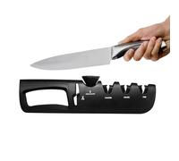 3-Stage Knife Sharpener with Adjustable Angle, Ergonomic Handle, Non-Slip Base, Compact Design, Ideal for Kitchen, Chef Knife, Swiss Army Knife, Tools & Gadgets, Durable Tungsten Steel, Black