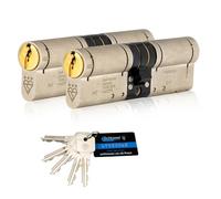 3 Star Kitemarked Keyed Alike Euro Cylinder Lock 30EX/30 (60mm) in Dual Finish, British Standard TS007 Anti-Snap Barrel Lock.