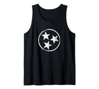 3 Star TN Flag Graphic White Distressed Tennessee State Flag Tank Top