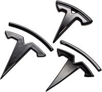 3 Steering Wheel/Front Trunk/Rear Trunk Logo Cover Sticker Badge Decals 3Pcs/Set for Tesla Model 3 Emblem Accessories,Fit Model3 Matt Black