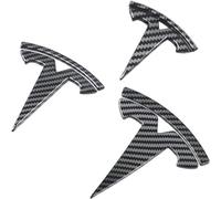 3 Steering Wheel/Front Trunk/Rear Trunk Logo Cover Sticker Badge Decals 3Pcs/Set for Tesla Model 3 Emblem Accessories,fit model3 Gloss Carbon Fiber Pattern