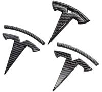 3 Steering Wheel/Front Trunk/Rear Trunk Logo Cover Sticker Badge Decals 3Pcs/Set for Tesla Model 3 Emblem Accessories,Fit Model3 Gloss Carbon Fiber Pattern