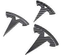3 Steering Wheel/Front Trunk/Rear Trunk Logo Cover Sticker Badge Decals 3Pcs/Set for Tesla Model 3 Emblem Accessories,fit modelY Gloss Carbon Fiber Pattern