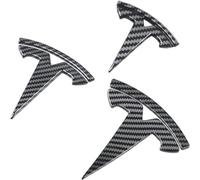 3 Steering Wheel/Front Trunk/Rear Trunk Logo Cover Sticker Badge Decals 3Pcs/Set for Tesla Model 3 Model Y Emblem Accessories,Fit Model3 Gloss Carbon Fiber Pattern