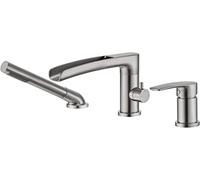 3 Step Cascade Bathtub Cover with Brass Faucets Black Single Handle Shower Set Manual Handheld Shower Elegant Bathroom Sink Taps Easy Installation LWX