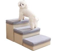 3 Step Detachable Pet Stairs,Folding Dog Steps for High Bed & Couch & Window Sill,Non-Slip Storage Stepper for Puppy