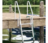 3-Step Dock Ladder Silver Aluminium 58 x 77 x 144cm Flip-Up Non-Slip Marine Boat