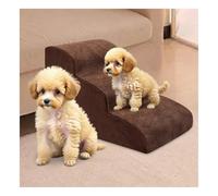 3-Step Dog StepsHigh Density Foam Pet Stairs with Waterproof CoverNon-Slip Design for Sofa Bed CouchPuppy Ramp for Indoor UseBrown