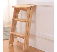 3-Step Foldable Wooden Ladder Stool - Multi-Functional Convertible Chair for Home, Library & Counter Use - Compact, Decorative Foot Stool & Shelf Accessory