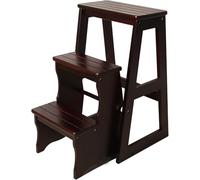 3-Step Folding Wooden Stool, Portable Step Ladder, Shoe Change Bench, Convertible Chair, Step Stool, Display Stand for Adults, Home, Office, Kitchen (Color:C)