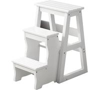 3-Step Folding Wooden Stool, Portable Step Stool, Shoe Changing Bench, Convertible Chair, Multi-Functional Stool, Display Stand for Adults, Office, Home, Kitchen (Color: B)