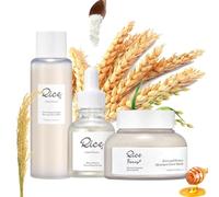 3-Step Korean Skincare Set, Glass Skincare Set,Rice Skin Care Sets : Rice & Honey Glow Mask, Arbutin Serum, Hydrating Toner , Facial Kit for Glowing Skin, Women & Men Korean Skincare Routine