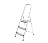 3 Step Ladder Aluminium Folding Step Ladder - With Anti-Slip Steps & Non-Slip Feet, Tool Tray, Household, Kitchen, Garage, Decorating, DIY - MAX 150kg - EN131 Approved